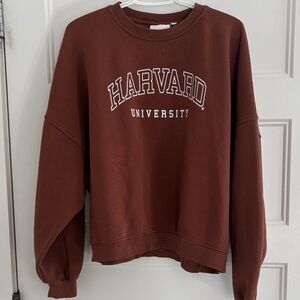 Harvard University Chocolate Brown Crewneck Sweatshirt Cropped Boxy Fit